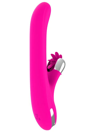 Vibrant pink silikon rabbit vibrator diversia hschin rotation 24 cm mit silberner schnalle und blumendetail