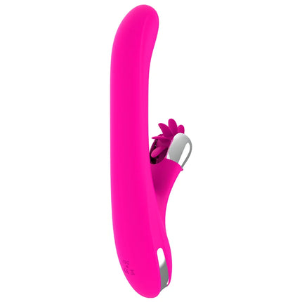 Vibrant pink silikon rabbit vibrator diversia hschin rotation 24 cm mit silberner schnalle und blumendetail