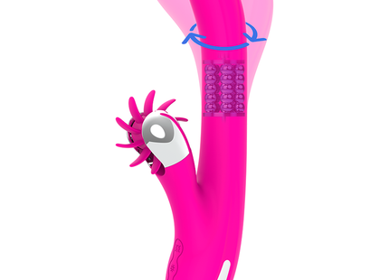 Vibranter pinkfarbener silikon vibrator diversia hschens rotation 24 cm mit texturiertem griff und doppelendem design