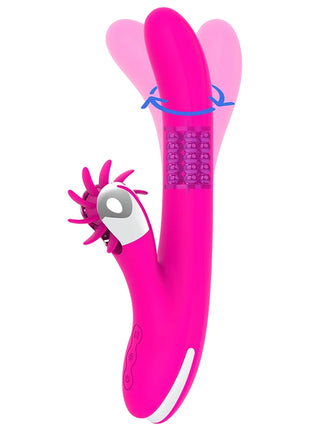 Vibranter pinkfarbener silikon vibrator diversia hschens rotation 24 cm mit texturiertem griff und doppelendem design