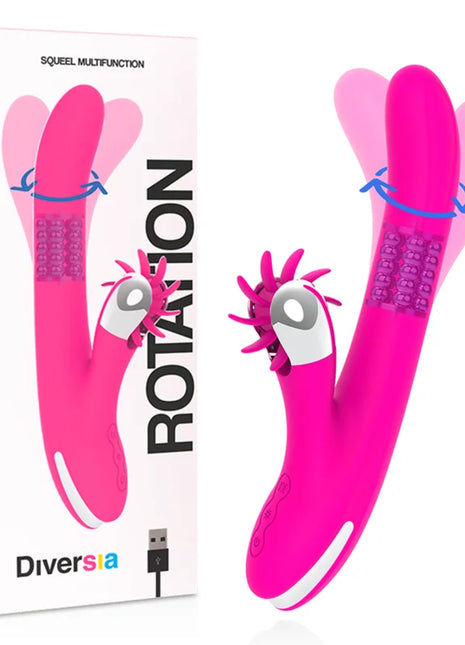 Vibrantes pinkes diversia squeel multifunction rotation spielzeug mit texturiertem griff und stacheligem kopf 24 cm