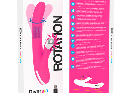 Pink diversia rotation 24 cm vibrator mit drehendem kopf und texturiertem griff für vielseitige anwendung