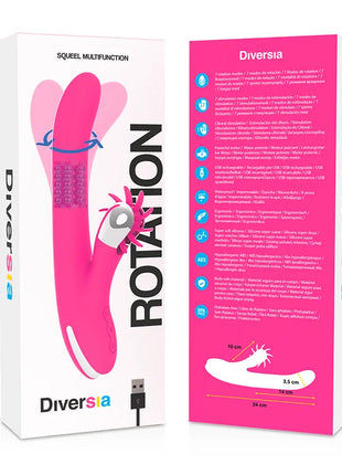 Pink diversia rotation 24 cm vibrator mit drehendem kopf und texturiertem griff für vielseitige anwendung
