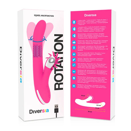 Pink diversia rotation 24 cm vibrator mit drehendem kopf und texturiertem griff für vielseitige anwendung