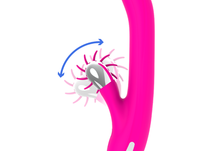 Vibrierendes pinkes silikonspielzeug diversia hschen rotation 24 cm mit silberweißem rotierendem kopf
