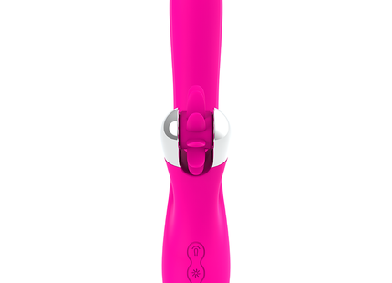 Vibrant pink silikon rabbit vibrator mit silberner metallklammer und steuerung in diversia hschven vibrierend 24 cm
