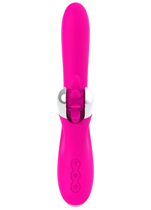Vibrant pink silikon rabbit vibrator mit silberner metallklammer und steuerung in diversia hschven vibrierend 24 cm