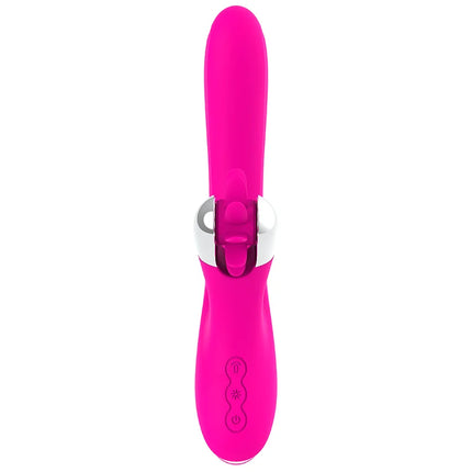 Vibrant pink silikon rabbit vibrator mit silberner metallklammer und steuerung in diversia hschven vibrierend 24 cm