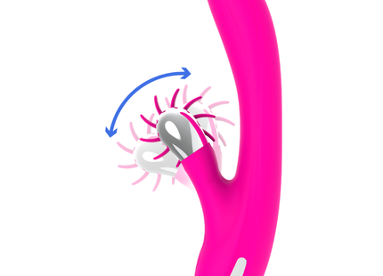 Vibrierender rosa silikon-häschen vibrator 24 cm von diversia mit silbernem kopf und weißen akzenten
