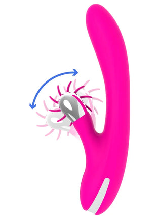 Vibrierender rosa silikon-häschen vibrator 24 cm von diversia mit silbernem kopf und weißen akzenten
