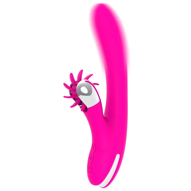 Vibrierender pinker kaninchenförmiger vibrator 24 cm mit weißer basis und stacheliger kopfpartie von diversia hschten