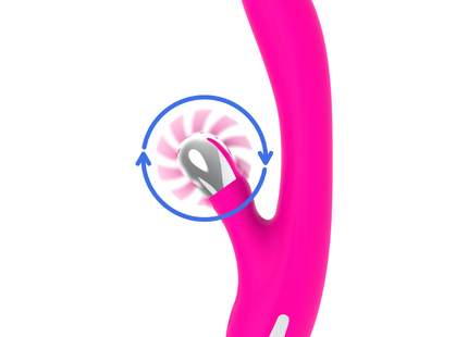 Vibrierendes rosa silikonspielzeug diversia von hschen mit silberfarbigem rotierendem kopf 24 cm lang