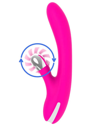 Vibrierendes rosa silikonspielzeug diversia von hschen mit silberfarbigem rotierendem kopf 24 cm lang