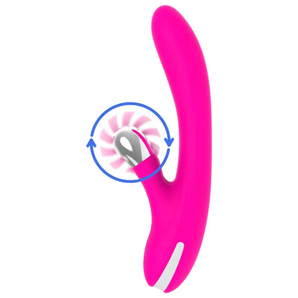 Vibrierendes rosa silikonspielzeug diversia von hschen mit silberfarbigem rotierendem kopf 24 cm lang