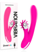 Vibrierender 24 cm langer diversia squeel multifunction silikontoy in pink mit weiß-silbernem, strukturierter spitzenkopf