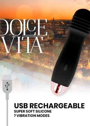 DOLCE VITA - AUFLADBARER VIBRATOR DREI SCHWARZ 7 GESCHWINDIGKEIT