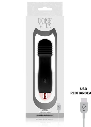 DOLCE VITA - AUFLADBARER VIBRATOR DREI SCHWARZ 7 GESCHWINDIGKEIT