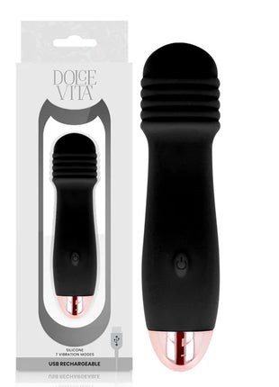 DOLCE VITA - AUFLADBARER VIBRATOR DREI SCHWARZ 7 GESCHWINDIGKEIT