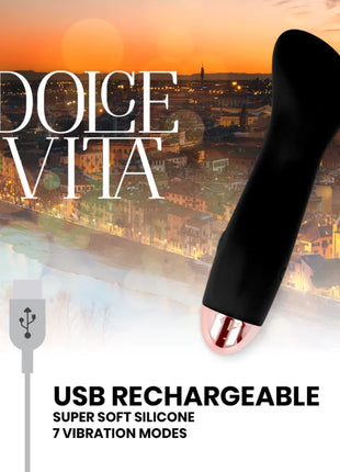 DOLCE VITA - AUFLADBARER VIBRATOR EINE SCHWARZE 7-GESCHWINDIGKEIT