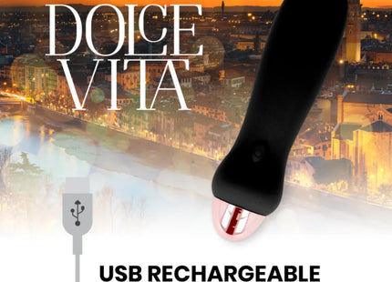 DOLCE VITA - AUFLADBARER VIBRATOR FÜNF SCHWARZ 7 GESCHWINDIGKEITEN