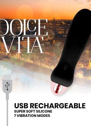 DOLCE VITA - AUFLADBARER VIBRATOR FÜNF SCHWARZ 7 GESCHWINDIGKEITEN