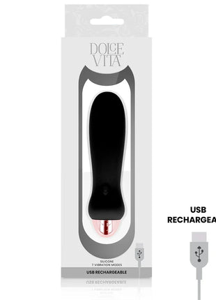 DOLCE VITA - AUFLADBARER VIBRATOR FÜNF SCHWARZ 7 GESCHWINDIGKEITEN