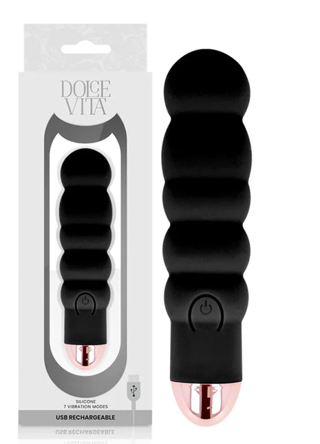 DOLCE VITA - AUFLADBARER VIBRATOR SECHS SCHWARZ 7 GESCHWINDIGKEITEN