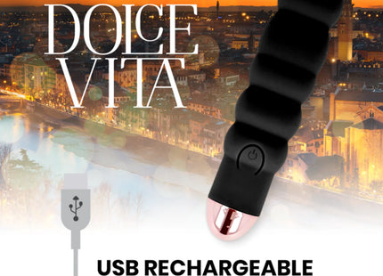 DOLCE VITA - AUFLADBARER VIBRATOR SECHS SCHWARZ 7 GESCHWINDIGKEITEN
