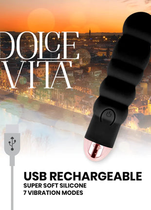 DOLCE VITA - AUFLADBARER VIBRATOR SECHS SCHWARZ 7 GESCHWINDIGKEITEN