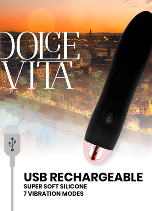 DOLCE VITA - AUFLADBARER VIBRATOR VIER SCHWARZ 7 GESCHWINDIGKEITEN