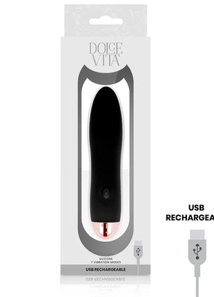 DOLCE VITA - AUFLADBARER VIBRATOR VIER SCHWARZ 7 GESCHWINDIGKEITEN