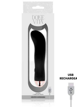 DOLCE VITA - AUFLADBARER VIBRATOR ZWEI SCHWARZ 7 GESCHWINDIGKEIT