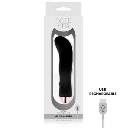DOLCE VITA - AUFLADBARER VIBRATOR ZWEI SCHWARZ 7 GESCHWINDIGKEIT