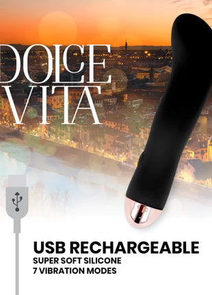 DOLCE VITA - AUFLADBARER VIBRATOR ZWEI SCHWARZ 7 GESCHWINDIGKEIT