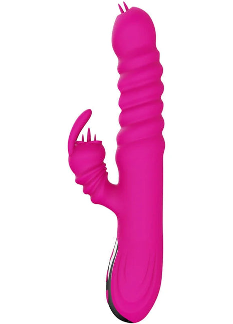 Vibrant pink silikon rabbit vibrator doppelzunge fuchsia mit 20 modi wärmefunktion und strukturierter klauenform