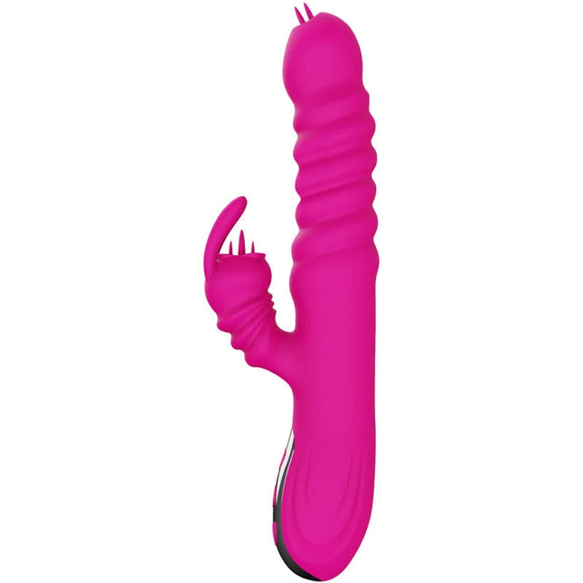 Vibrant pink silikon rabbit vibrator doppelzunge fuchsia mit 20 modi wärmefunktion und strukturierter klauenform