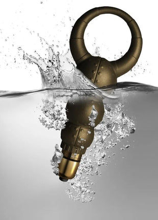 Bronze farbener metallischer wasserfester vibrator mit ringgriff und strukturierter oberfläche von dr rocco-s pleasure emporium poseidon