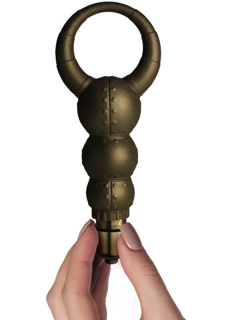 Bronze farbener segmentierter ring-vibrator mit nieten und strukturierter griffigkeit von dr rocco-s pleasure emporium poseidon