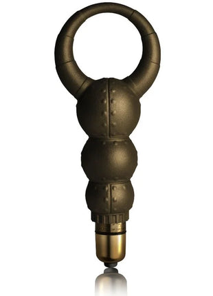 Bronze-farbener segmentierter vibrator mit ringgriff und messingbasis von dr rocco-s pleasure emporium poseidon