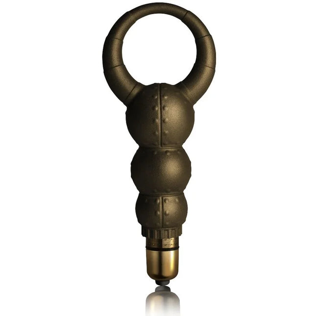 Bronze-farbener segmentierter vibrator mit ringgriff und messingbasis von dr rocco-s pleasure emporium poseidon
