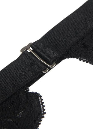 Dreiteiliges Set BH + Strumpfgürtel + String Schwarz - Strumpfband Set