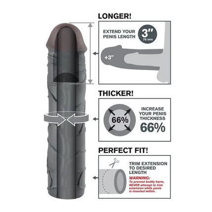 FANTASY X- TENSIONS - MEGA 3 VERLÄNGERUNG SCHWARZ - Penishüllen mit Verlängerung