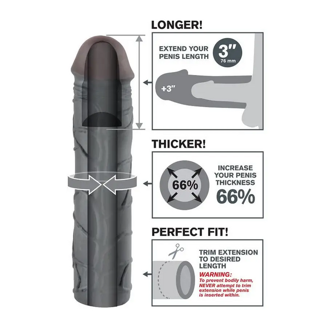 FANTASY X- TENSIONS - MEGA 3 VERLÄNGERUNG SCHWARZ - Penishüllen mit Verlängerung
