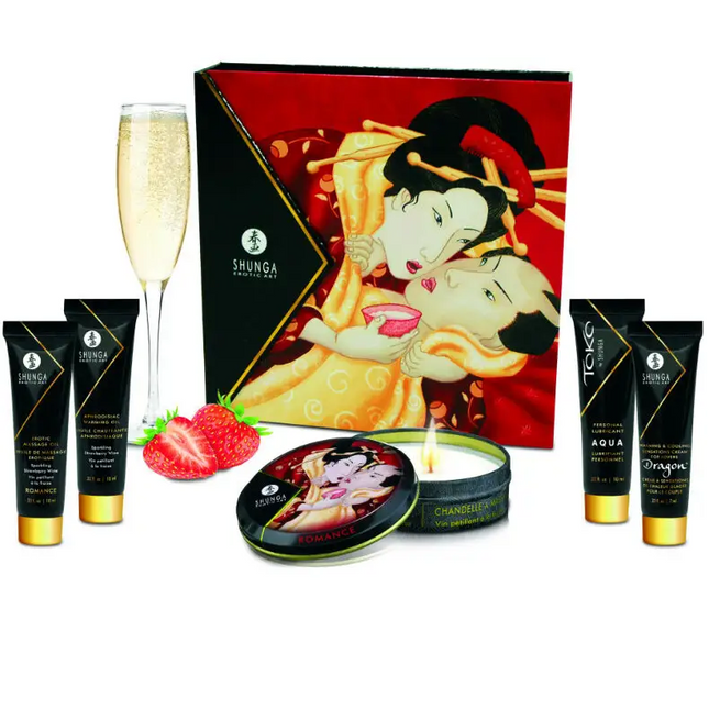 SHUNGA - GEHEIMES GEISHA-ERDBEER- UND CAVA-KIT - Massage-Kits