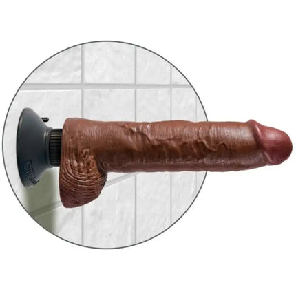 KING COCK - VIBRATORDILDO MIT HODEN - 25.5 CM BRAUN - Vibratoren mit Saufnapf