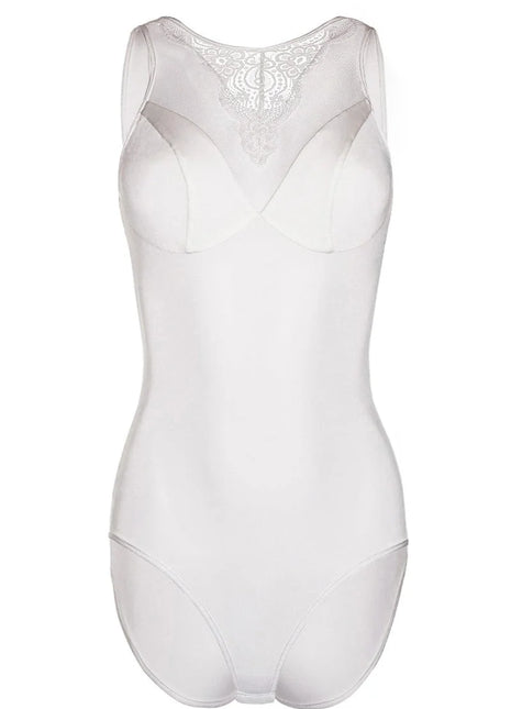 ecru Body mit Netzeinsatz und Spitze KA923323 von Kalimo - S / ecru - Body