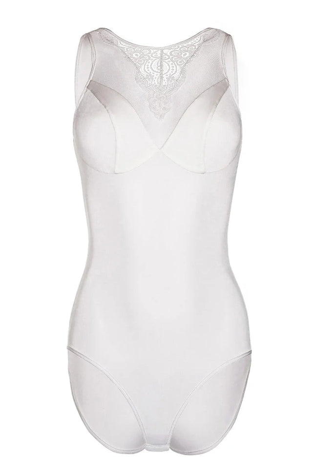 ecru Body mit Netzeinsatz und Spitze KA923323 von Kalimo - S / ecru - Body