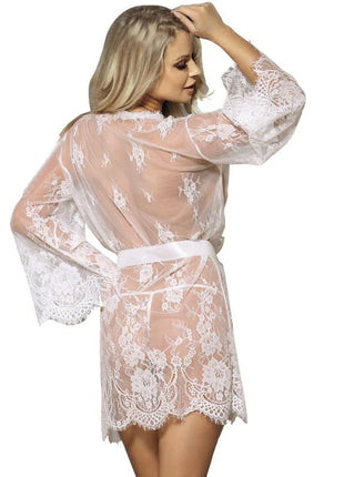 Eleganter Peignoir mit String - zarte Blumenspitze - Peignoir