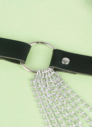 Eleganter Schwarzer Lederkettengürtel - Verführung in Einheitsgröße - Gürtel-Harness