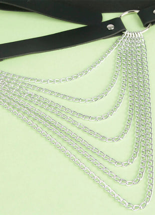 Eleganter Schwarzer Lederkettengürtel - Verführung in Einheitsgröße - Gürtel-Harness